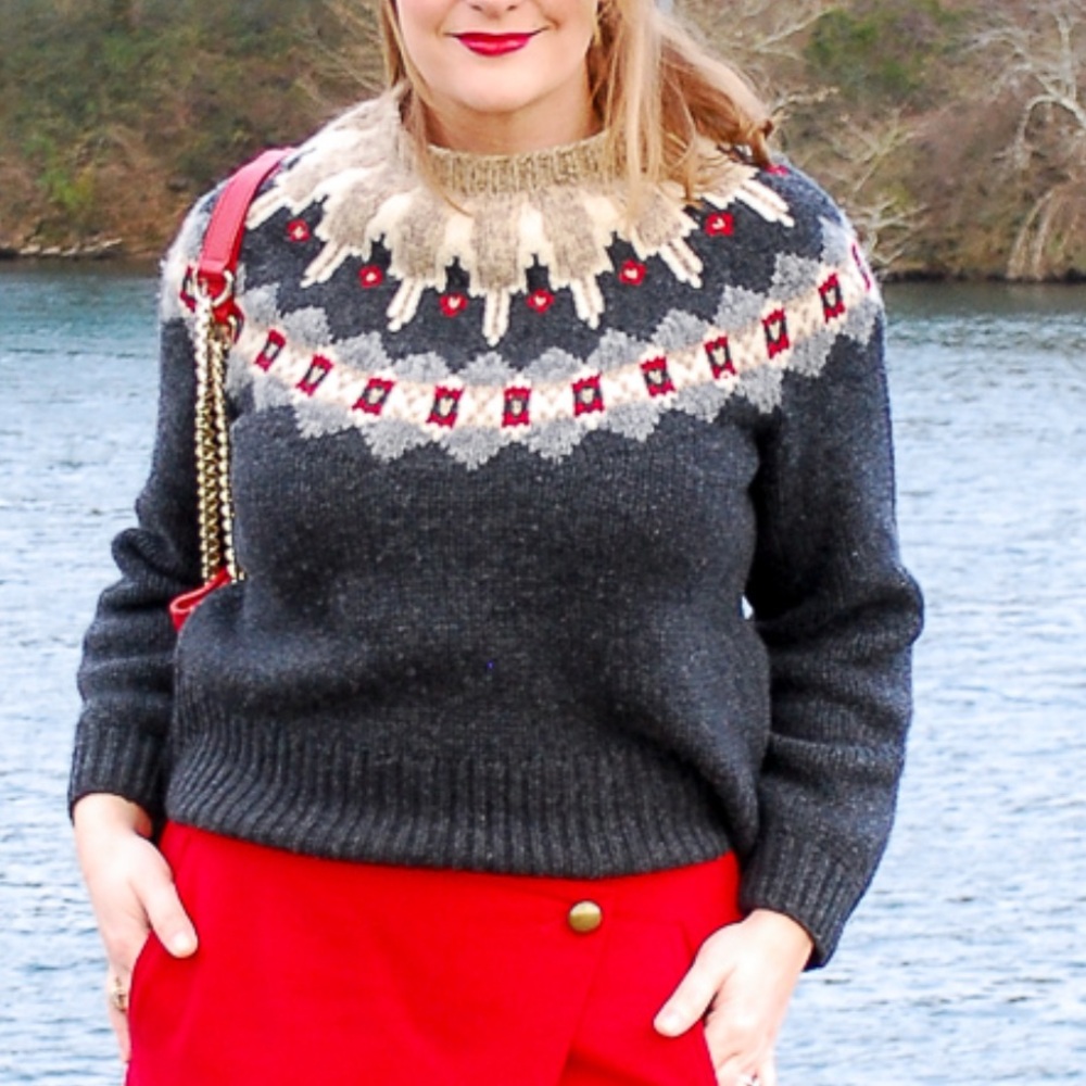 Banana Republic Fair Isle Lambswool Sweater – Size M